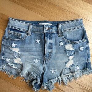 Denim Star-Embellished Women Shorts